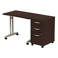 Bush Business Furniture Westfield Adjustable Height Mobile Table w/ Mobile Pedestal, Mocha Cherry, Installed (SRC027MRSUFA)
