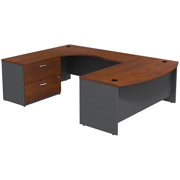 Bush Business Furniture Westfield Bow Front Left Handed U Shaped Desk with Lateral File Cabinet, Hansen Cherry (SRC019HCLSU)