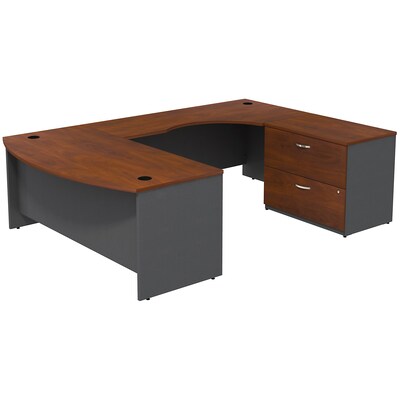 Bush Business Furniture Westfield Bow Front Right Handed U Shaped Desk with Lateral File Cabinet, Ha