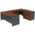 Bush Business Furniture Westfield Bow Front Right Handed U Shaped Desk with File, Hansen Cherry, Installed (SRC019HCRSUFA)