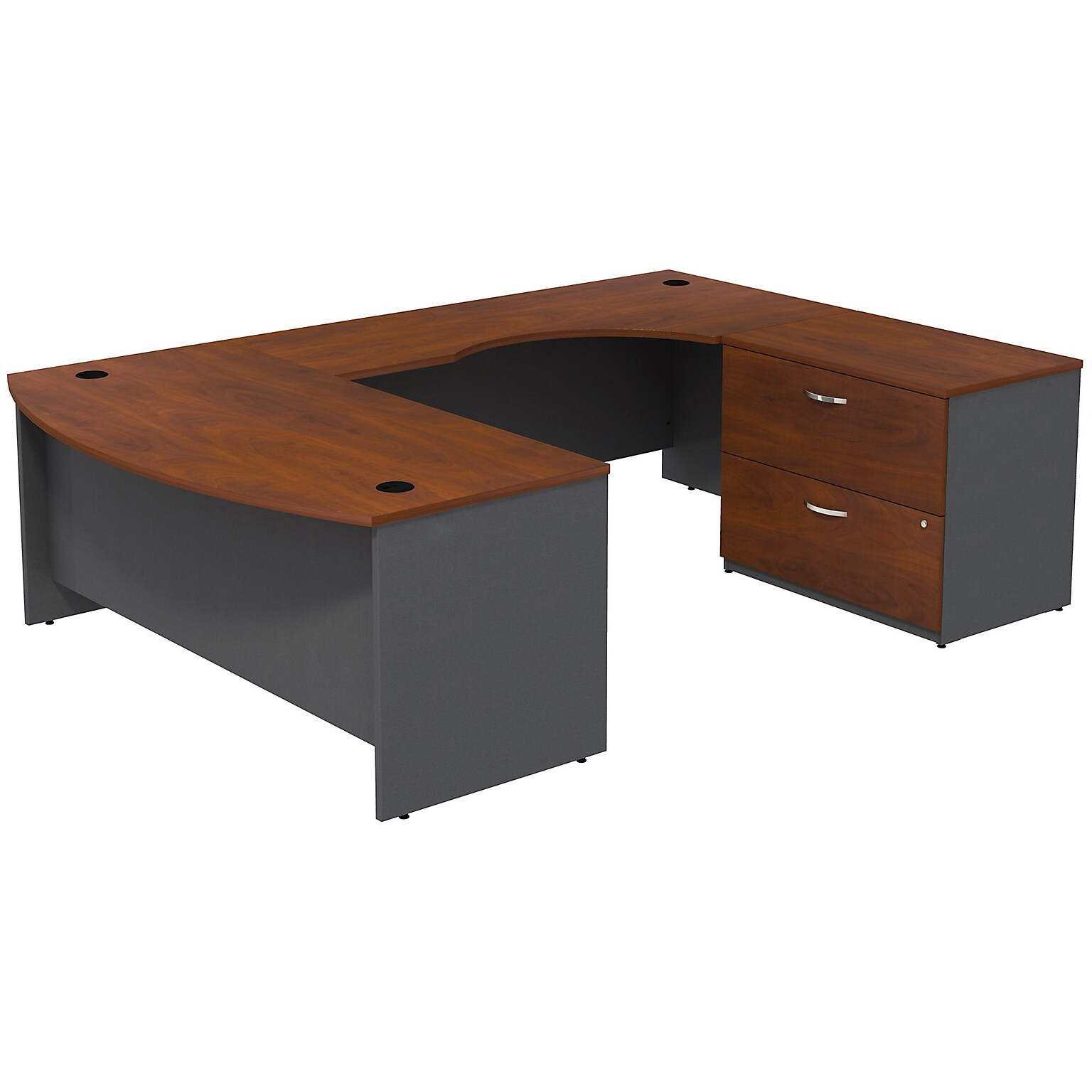 Bush Business Furniture Westfield Bow Front Right Handed U Shaped Desk with Lateral File Cabinet, Hansen Cherry (SRC019HCRSU)