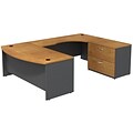 Bush Business Furniture Westfield Bow Front Right Handed U Shaped Desk with File, Natural Cherry, Installed (SRC019NCRSUFA)
