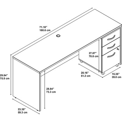 Bush Business Furniture Westfield 72W x 24D Office Desk with Mobile File Cabinet, Mocha Cherry (SRC026MRSU)