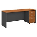 Bush Business Furniture Westfield 72W x 24D Office Desk with Mobile File Cabinet, Natural Cherry, Installed (SRC026NCSUFA)