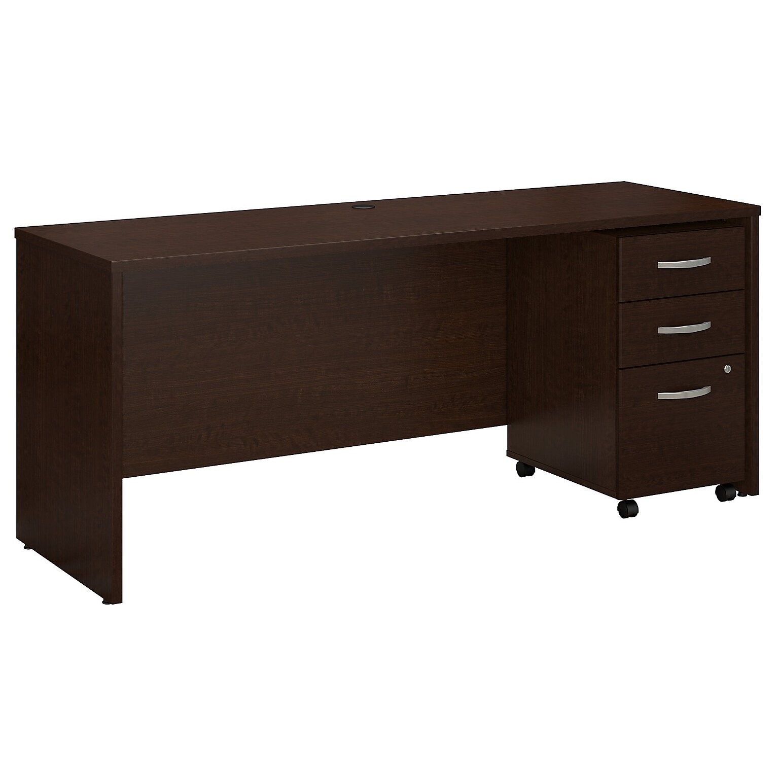 Bush Business Furniture Westfield 72W x 24D Office Desk with Mobile File Cabinet, Mocha Cherry (SRC026MRSU)