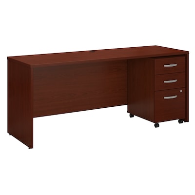 Bush Business Furniture Westfield 72W x 24D Office Desk with Mobile File Cabinet, Mahogany (SRC026MA