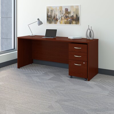 Bush Business Furniture Westfield 72W x 24D Office Desk with Mobile File Cabinet, Mahogany (SRC026MA