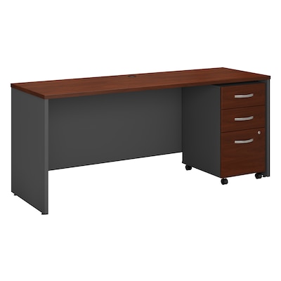 Bush Business Furniture Westfield 72W x 24D Office Desk with Mobile File Cabinet, Hansen Cherry (SRC
