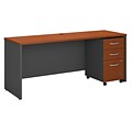 Bush Business Furniture Westfield 72W x 24D Office Desk with Mobile File Cabinet, Auburn Maple, Installed (SRC026AUSUFA)