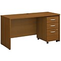 Bush Business Furniture Westfield 60W x 24D Office Desk with Mobile File Cabinet, Warm Oak (SRC025WOSU)