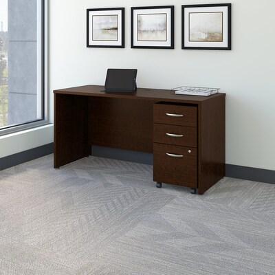 Bush Business Furniture Westfield 60W x 24D Office Desk with Mobile File Cabinet, Mocha Cherry (SRC0