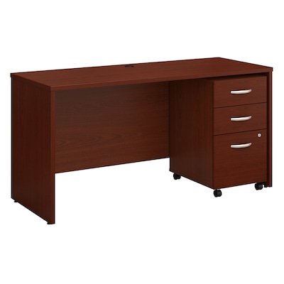 Bush Business Furniture Westfield 60W x 24D Office Desk with Mobile File Cabinet, Mahogany (SRC025MA