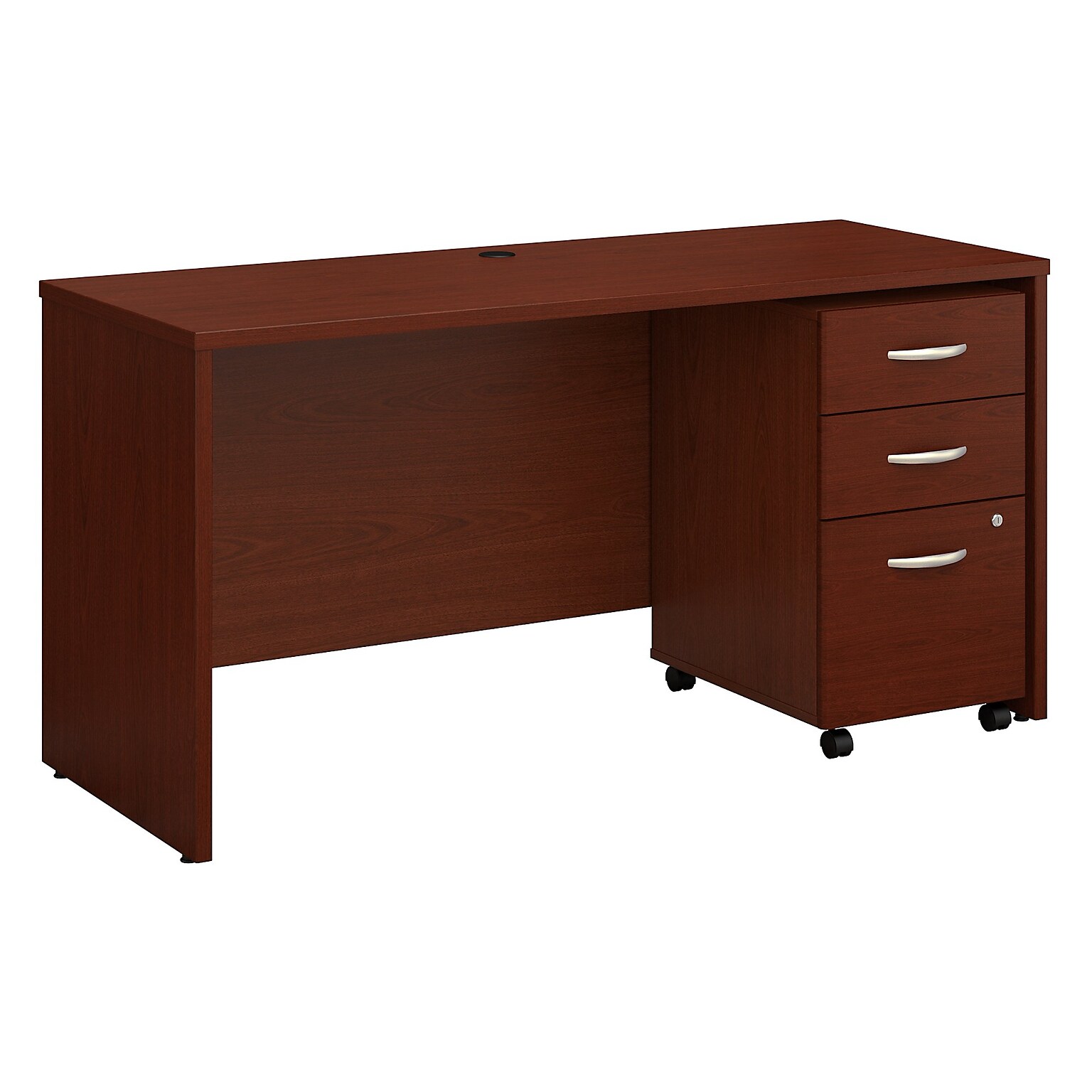 Bush Business Furniture Westfield 60W x 24D Office Desk with Mobile File Cabinet, Mahogany (SRC025MASU)