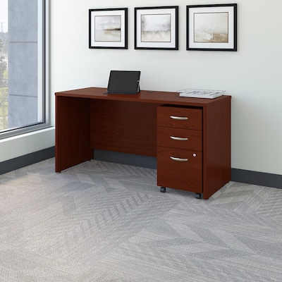 Bush Business Furniture Westfield 60W x 24D Office Desk with Mobile File Cabinet, Mahogany (SRC025MA