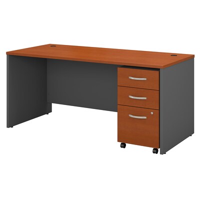 Bush Business Furniture Westfield 66W x 30D Office Desk with Mobile File Cabinet, Auburn Maple, Installed (SRC015AUSUFA)