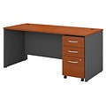 Bush Business Furniture Westfield 66W x 30D Office Desk with Mobile File Cabinet, Auburn Maple, Installed (SRC015AUSUFA)