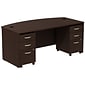 Bush Business Furniture Westfield Bow Front Desk with two 3 Drawer Mobile Pedestals, Mocha Cherry (SRC013MRSU)