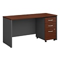 Bush Business Furniture Westfield 60W x 24D Office Desk with Mobile File Cabinet, Hansen Cherry, Installed (SRC025HCSUFA)