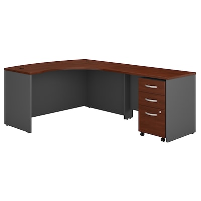 Bush Business Furniture Westfield Right Handed L Shaped Desk with Mobile File Cabinet, Hansen Cherry