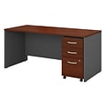 Bush Business Furniture Westfield 66W x 30D Office Desk with Mobile File Cabinet, Hansen Cherry, Installed (SRC015HCSUFA)