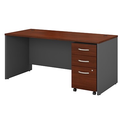 Bush Business Furniture Westfield 66W x 30D Office Desk with Mobile File Cabinet, Hansen Cherry (SRC015HCSU)