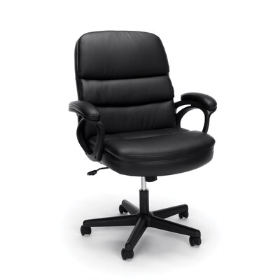 Essentials by OFM Leather Executive Managers Chair with Arms, Black, (ESS-6025)