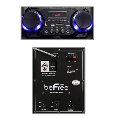 beFree Sound BFS-5501 Double 10 Inch Subwoofer Bluetooth Portable Party Speaker Black