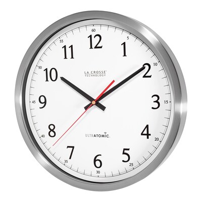 La Crosse Technology 14 Inch UltrAtomic Analog Stainless Steel Wall Clock (404-1235UA-SS)