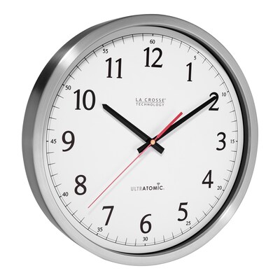 La Crosse Technology 14 Inch UltrAtomic Analog Stainless Steel Wall Clock (404-1235UA-SS)