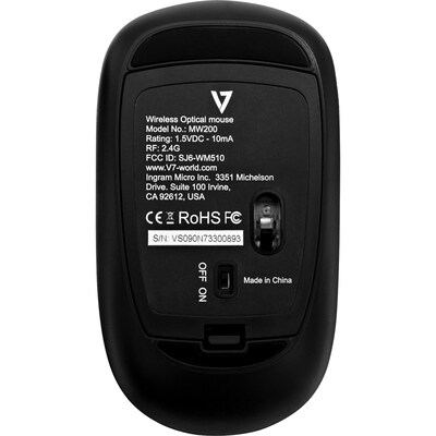 V7 MW200-1N Wireless Optical Mouse,  Black