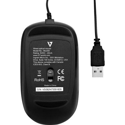 V7 MU200-1N Optical Mouse,  Black