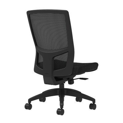 Union & Scale Workplace2.0™ Fabric Task Chair, Black, Integrated Lumbar, Synchro Seat Slide, Armless