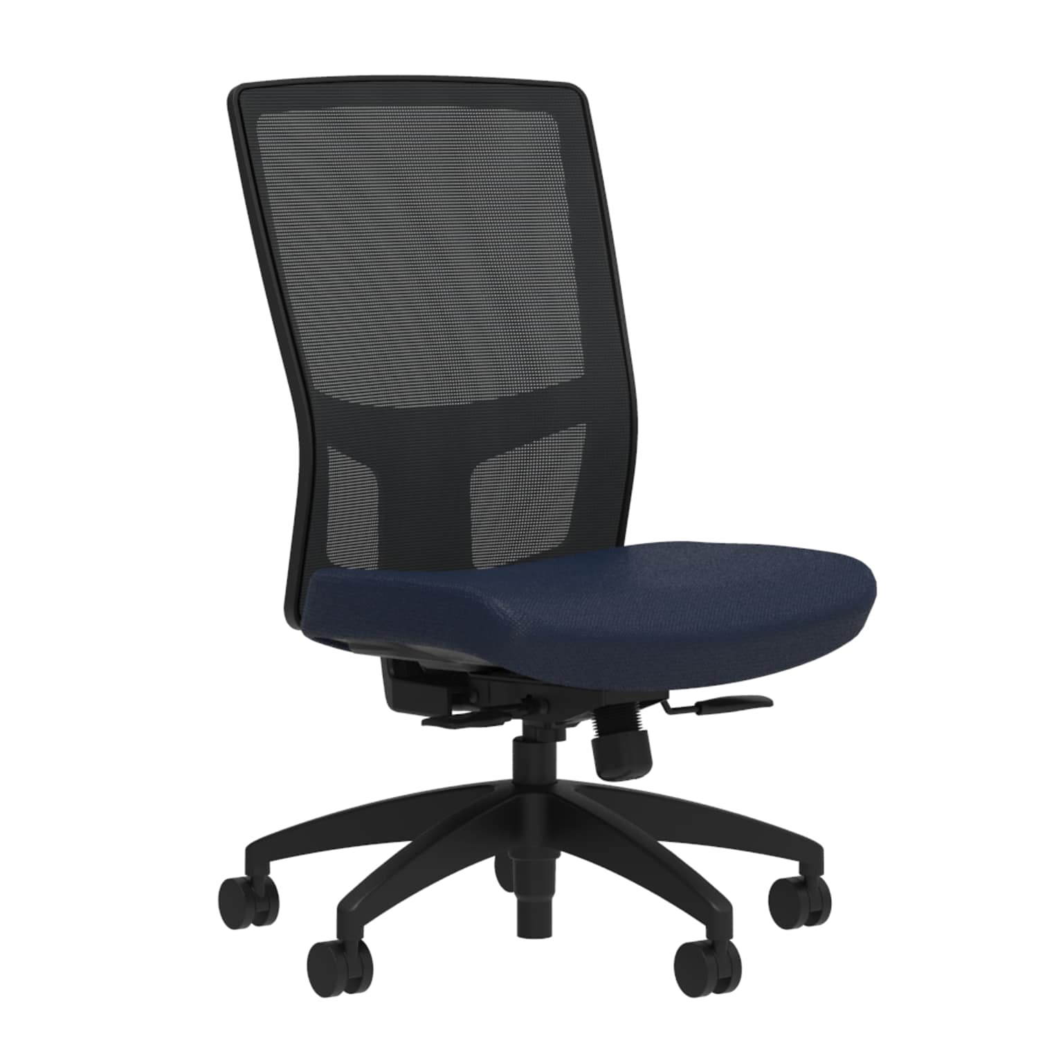 Union & Scale Workplace2.0™ Fabric Task Chair, Navy, Integrated Lumbar, Armless, Synchro Seat Slide