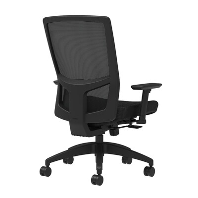 Union & Scale Workplace2.0™ Fabric Task Chair, Black, Integrated Lumbar, 2D Arms, Synchro Seat Slide