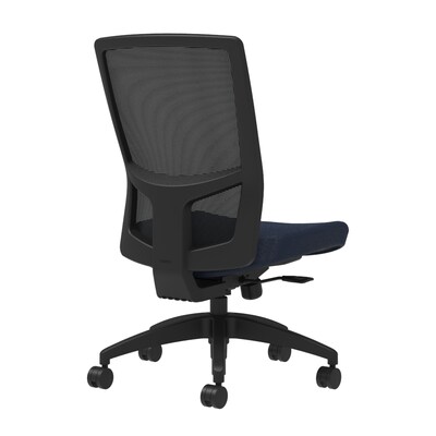 Union & Scale Workplace2.0™ Fabric Task Chair, Navy, Integrated Lumbar, Armless, Synchro Seat Slide