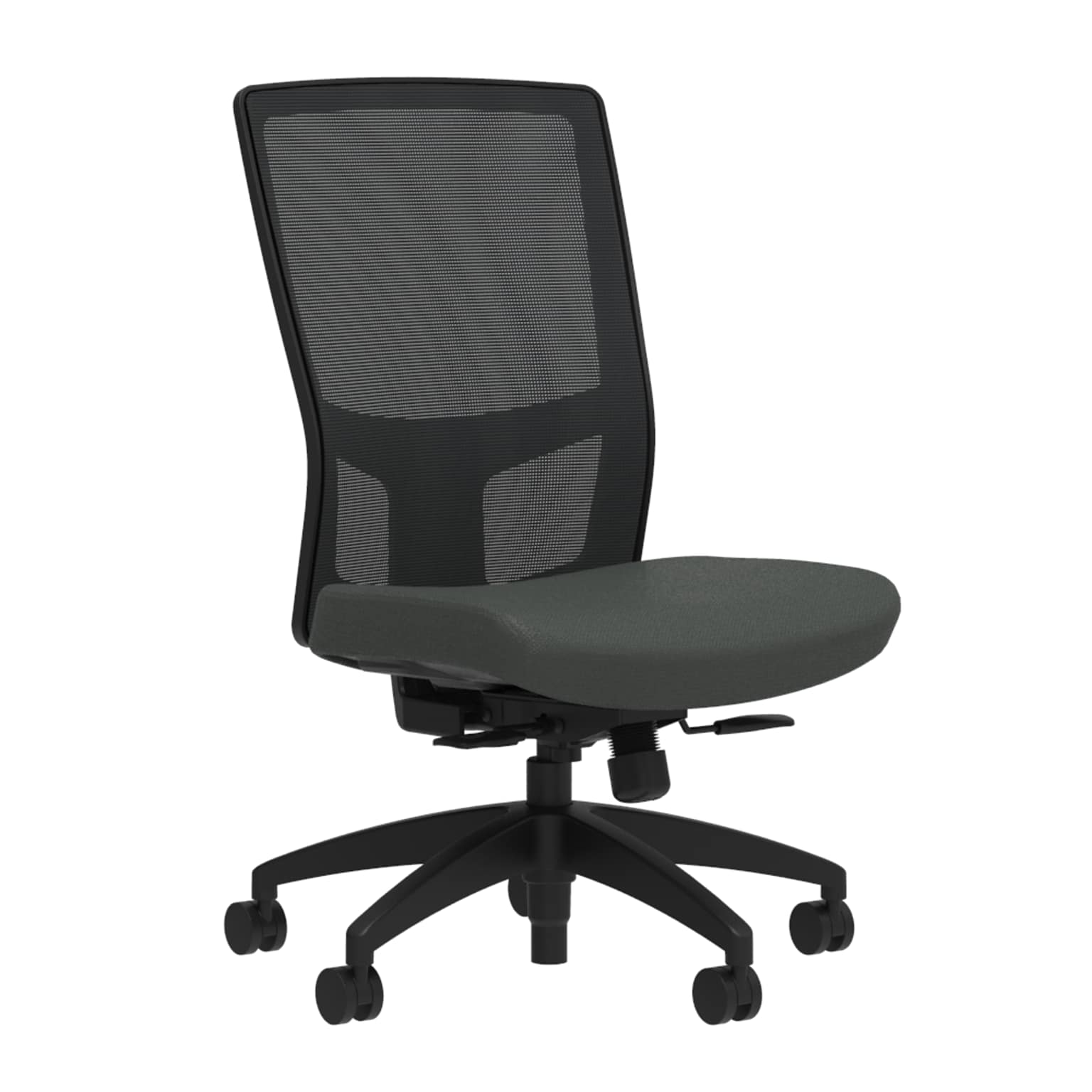 Union & Scale Workplace2.0™ Fabric Task Chair, Iron Ore, Integrated Lumbar, Synchro Seat Slide, Armless
