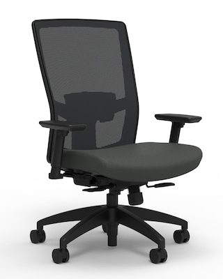 Union & Scale Workplace2.0™ Fabric Task Chair, Iron Ore, Adjustable Lumbar, 2D Arms, Synchro Seat Slide