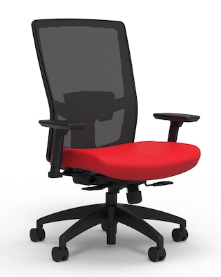 Union & Scale Workplace2.0™ Fabric Task Chair, Ruby Red, Adjustable Lumbar, 2D Arms, Synchro Seat Slide