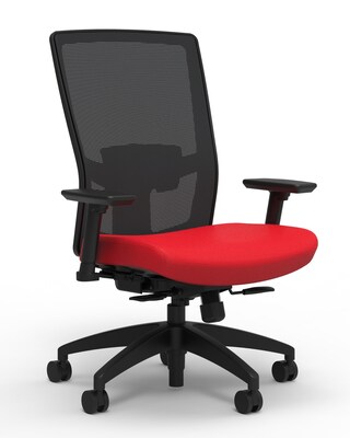 Union & Scale Workplace2.0™ Fabric Task Chair, Ruby Red, Adjustable Lumbar, 2D Arms, Synchro Seat Slide