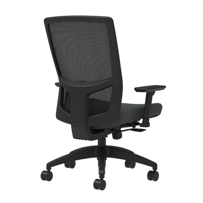 Union & Scale Workplace2.0™ Fabric Task Chair, Iron Ore, Integrated Lumbar, Synchro Seat Slide, 2D Arms
