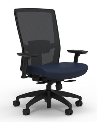 Union & Scale Workplace2.0™ Fabric Task Chair, Navy, Adjustable Lumbar, 2D Arms, Synchro Seat Slide