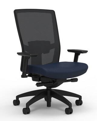 Union & Scale Workplace2.0™ Fabric Task Chair, Navy, Adjustable Lumbar, 2D Arms, Advanced Synchro Tilt