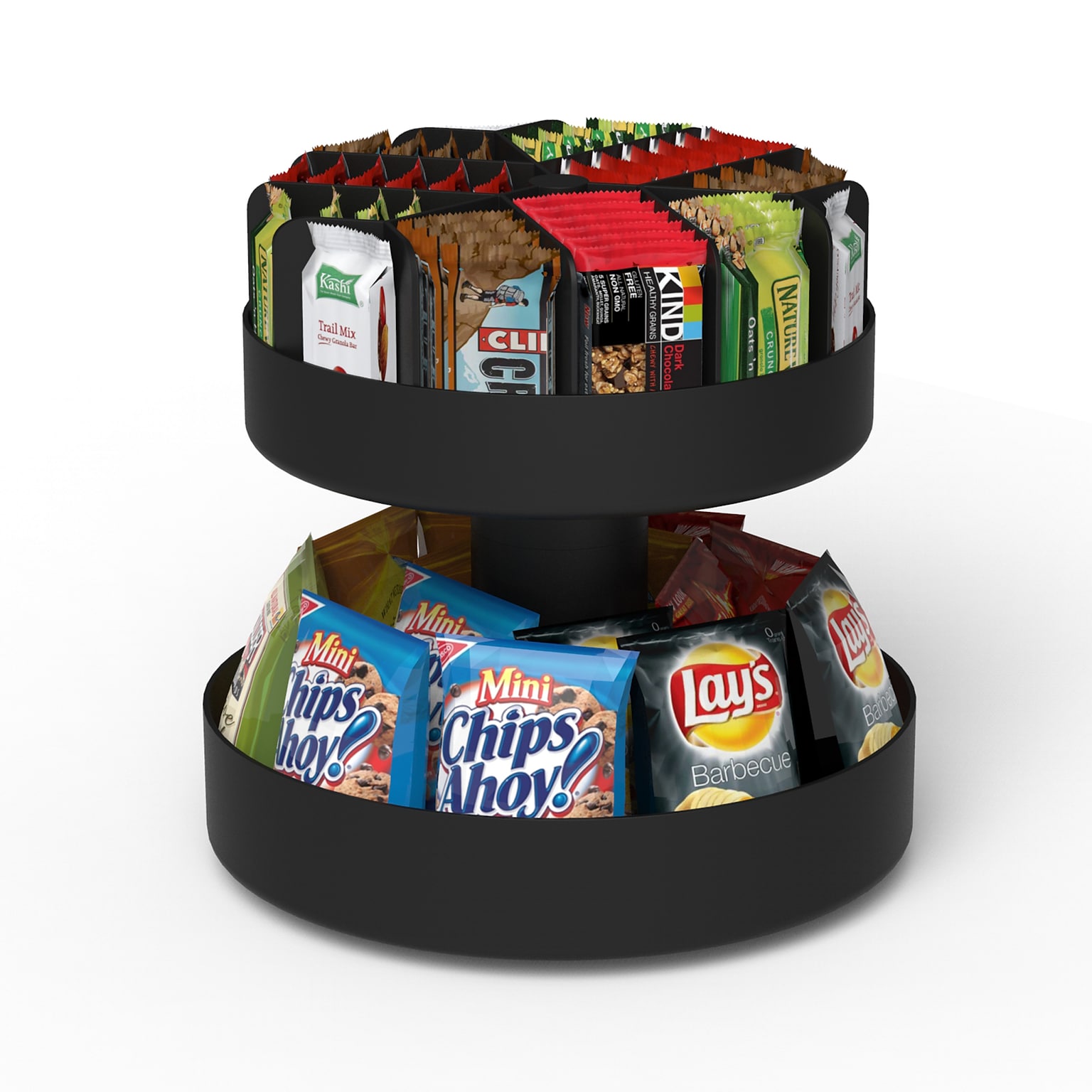 Mind Reader Supreme Lazy Susan 2-Tier Breakroom Snack Organizer; Black (SNACKCAR-BLK)