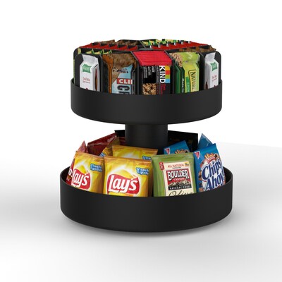 Mind Reader Supreme Lazy Susan 2-Tier Breakroom Snack Organizer; Black (SNACKCAR-BLK)