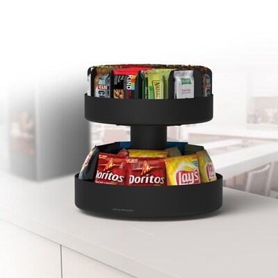 Mind Reader Supreme Lazy Susan 2-Tier Breakroom Snack Organizer; Black (SNACKCAR-BLK)