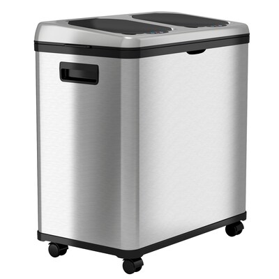 iTouchless Stainless Steel Rectangular Sensor Trash Can and Recycle Bin, 16 Gal., Silver (IT16RES)