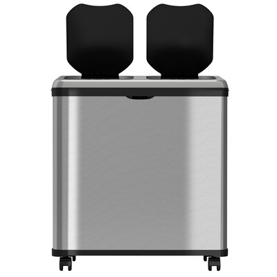 iTouchless Stainless Steel Rectangular Sensor Trash Can and Recycle Bin, 16 Gal., Silver (IT16RES)