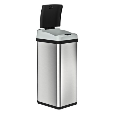 iTouchless Stainless Steel Sensor Trash Can Platinum Edition with AbsorbX Odor Control System, 13 Ga