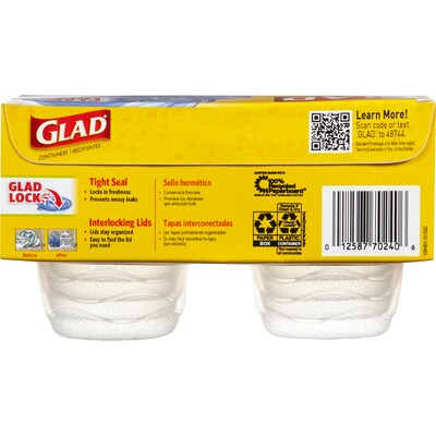 Glad® Mini Round Containers, 4 Oz., 8/Pack (70240)