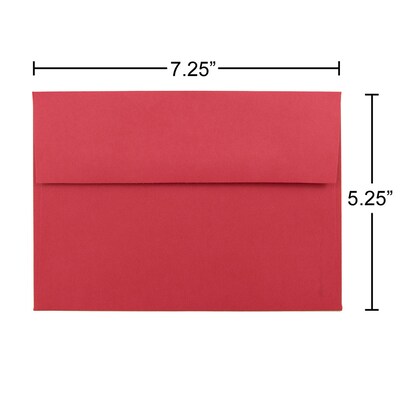JAM Paper® A7 Invitation Envelopes, 5.25 x 7.25, Brite Hue Red Recycled, 250/box (15945H)